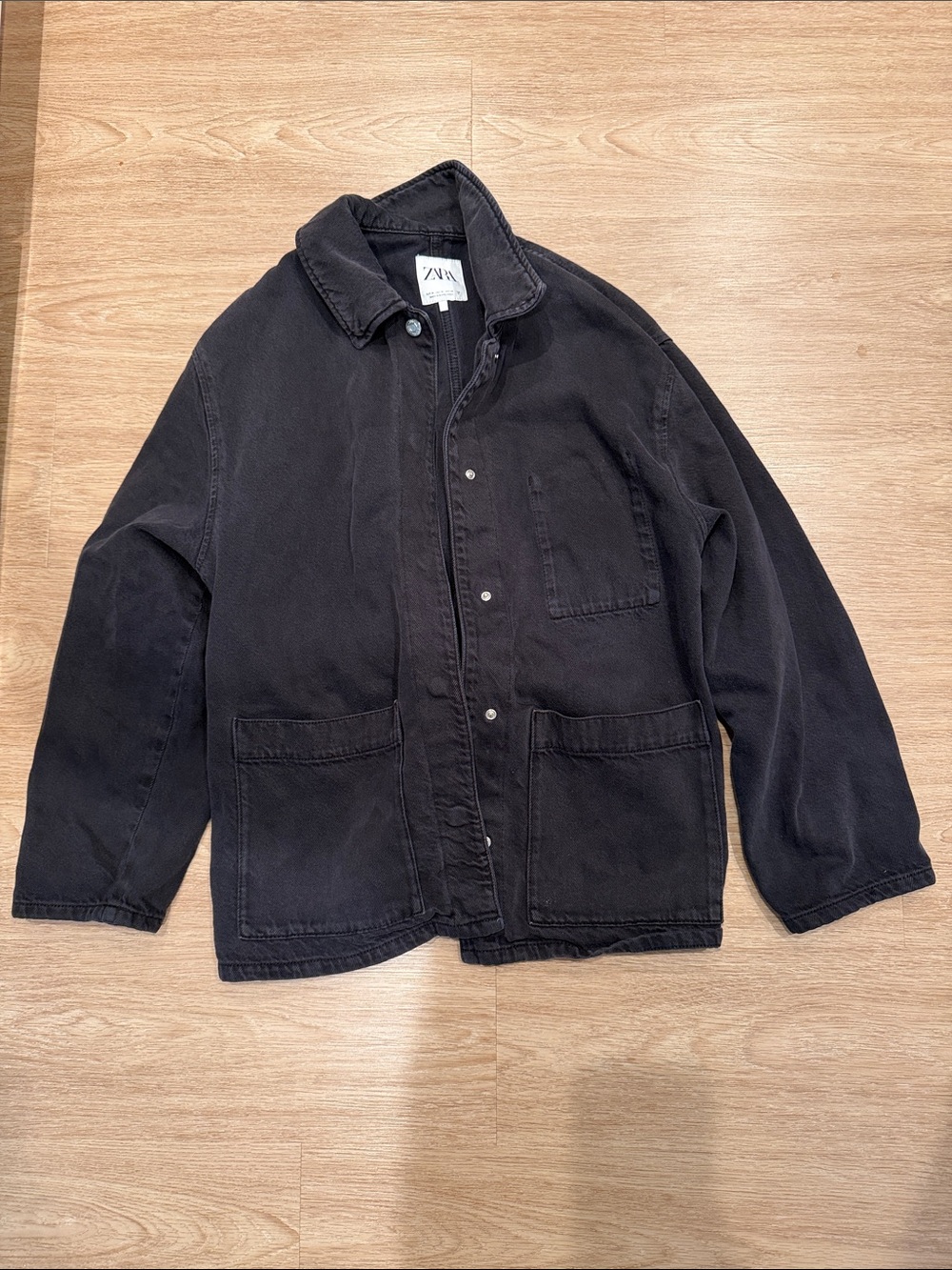 ZARA Black Military Field Overshirt Jacket